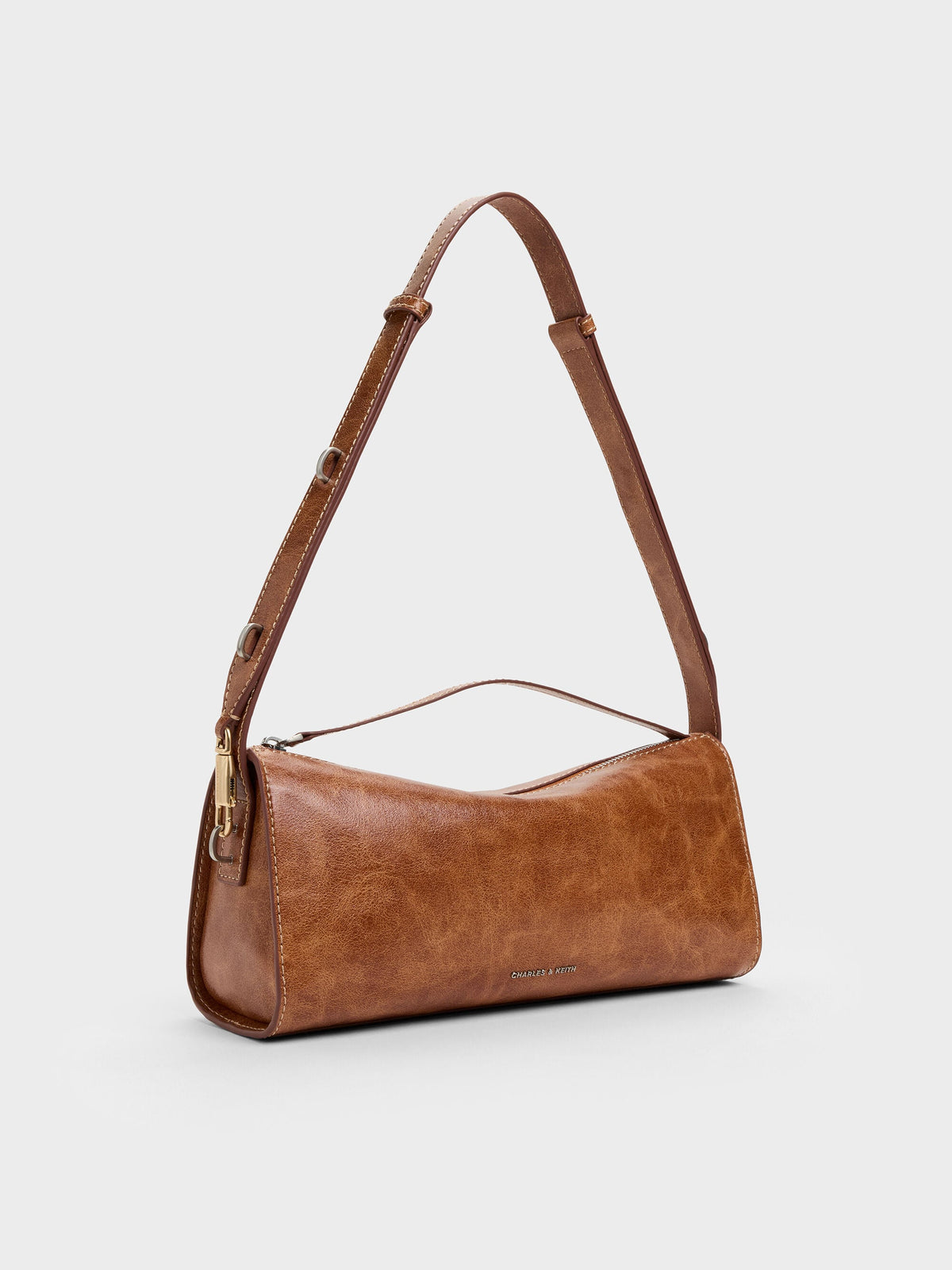 CHARLES & KEITH Everyday / Delfina Elongated Shoulder Bag - Distressed Tan