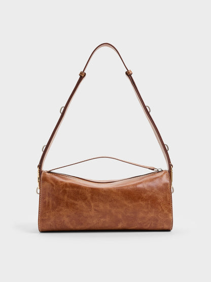 CHARLES & KEITH Everyday / Delfina Elongated Shoulder Bag - Distressed Tan