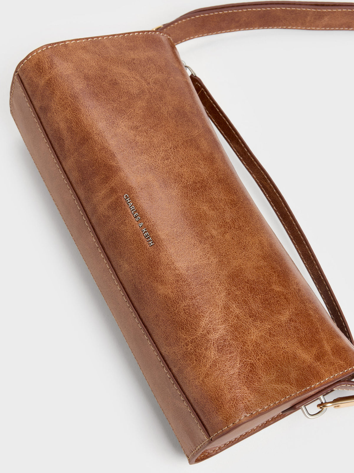 CHARLES & KEITH Everyday / Delfina Elongated Shoulder Bag - Distressed Tan