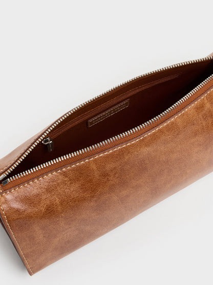 CHARLES & KEITH Everyday / Delfina Elongated Shoulder Bag - Distressed Tan