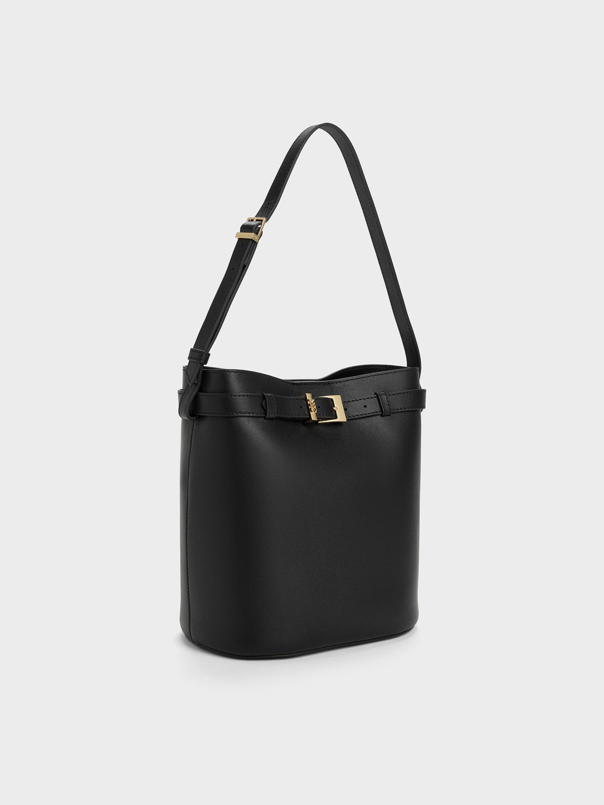 CHARLES & KEITH Best Price / Jody Leather Belted Bucket Bag - Black