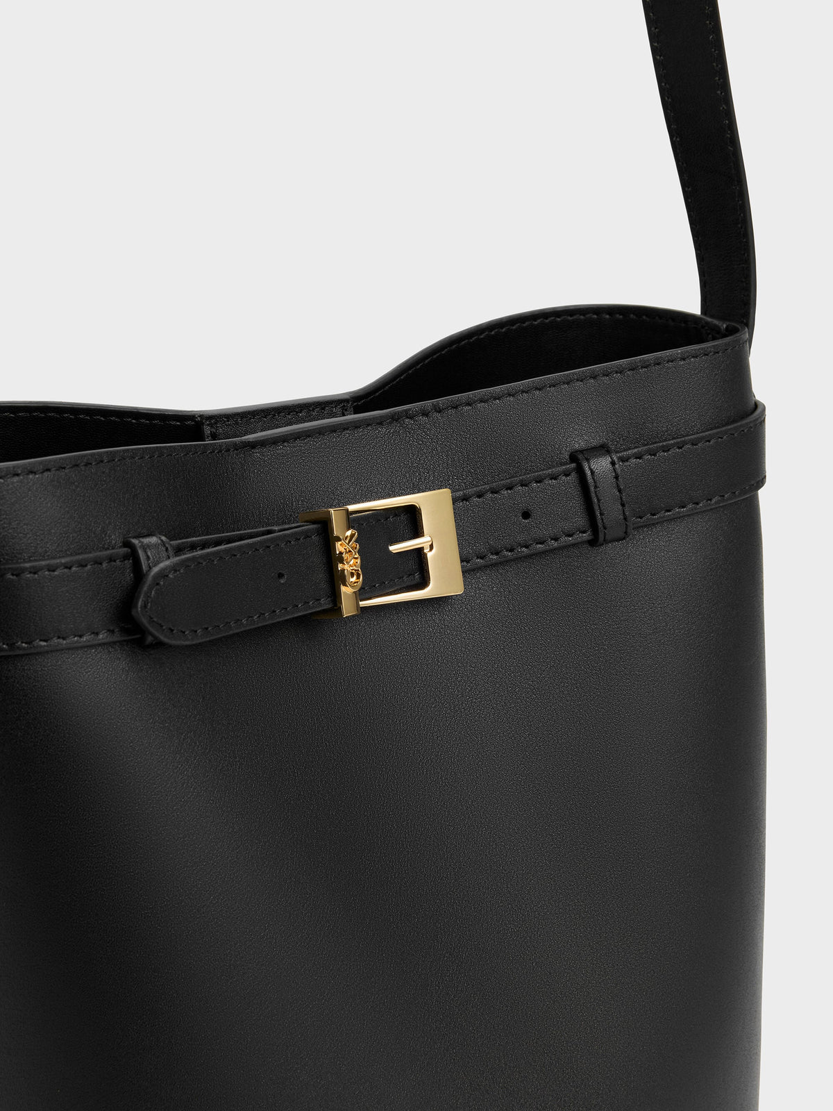 CHARLES & KEITH Best Price / Jody Leather Belted Bucket Bag - Black