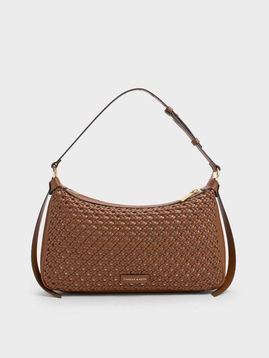 CHARLES & KEITH Special Offer / Calla Woven Shoulder Bag - Chocolate
