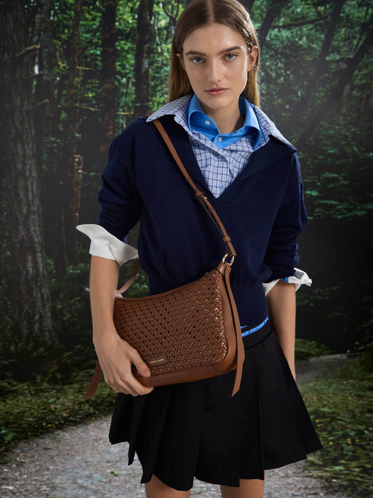 CHARLES & KEITH Special Offer / Calla Woven Shoulder Bag - Chocolate