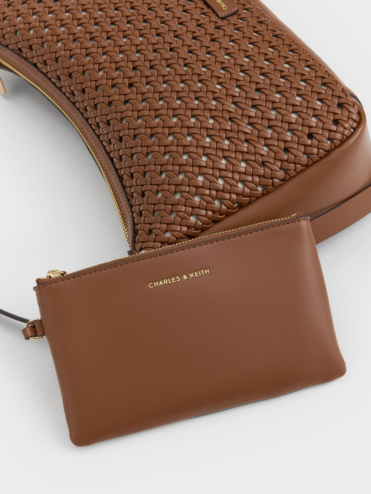 CHARLES & KEITH Special Offer / Calla Woven Shoulder Bag - Chocolate