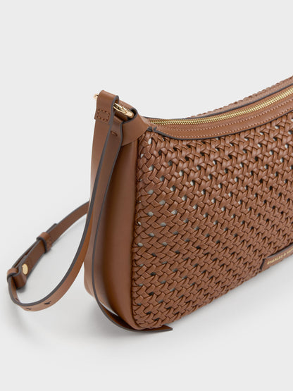 CHARLES & KEITH Special Offer / Calla Woven Shoulder Bag - Chocolate