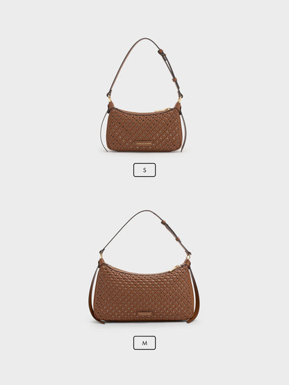 CHARLES & KEITH Special Offer / Calla Woven Shoulder Bag - Chocolate