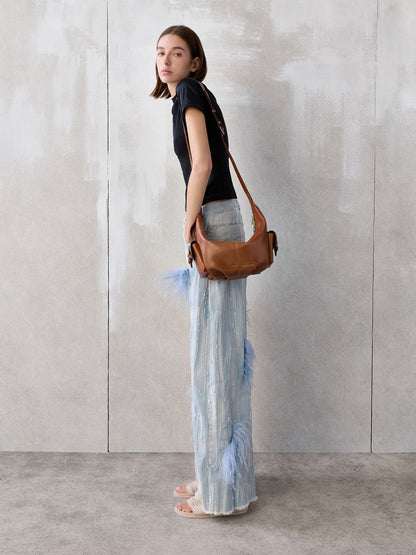 CHARLES & KEITH Signature / Bessie Side-Pocket Hobo Bag - Distressed Tan