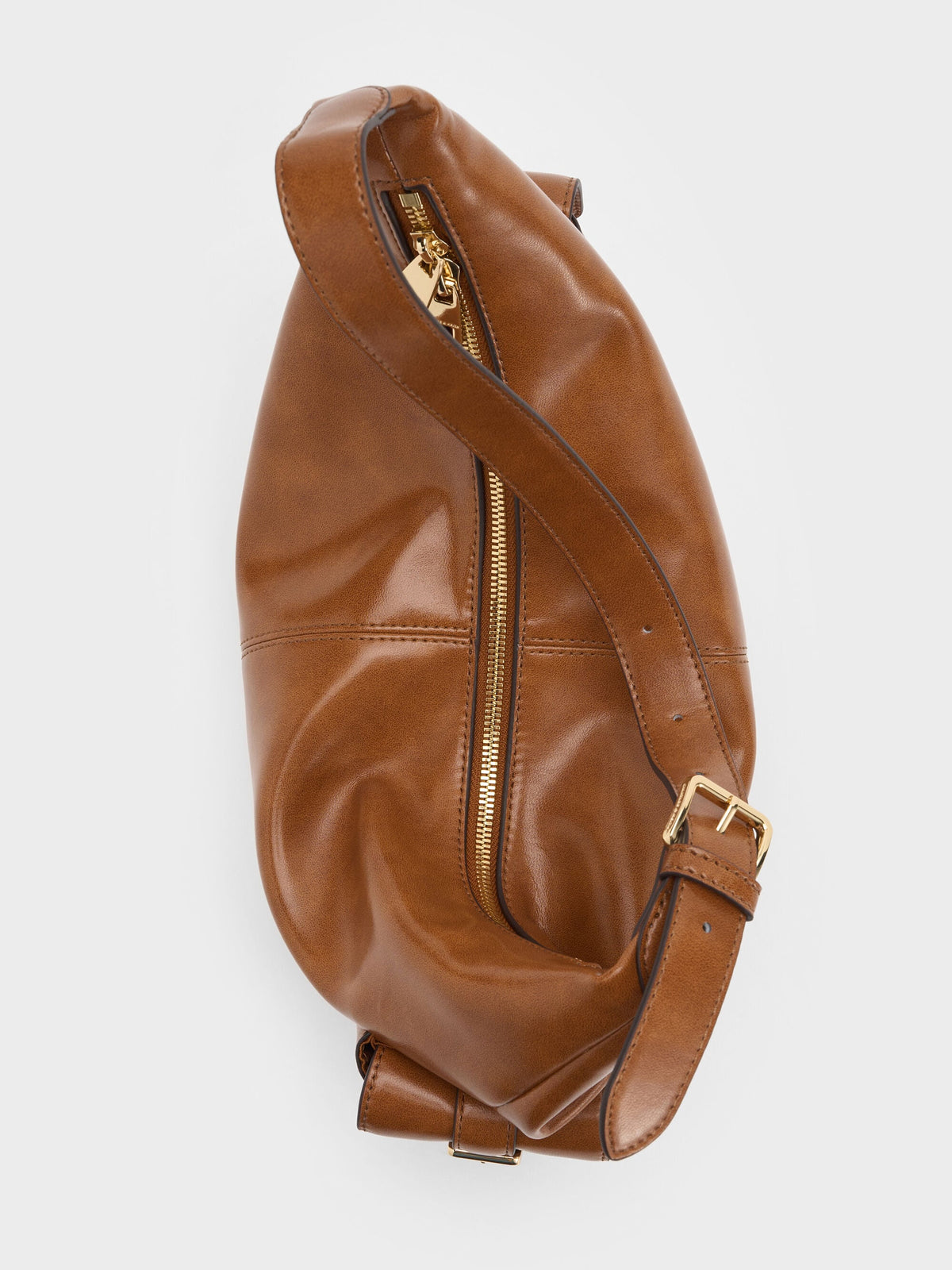 CHARLES & KEITH Signature / Bessie Side-Pocket Hobo Bag - Distressed Tan