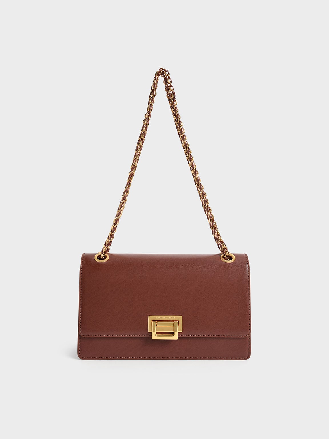 CHARLES & KEITH Hot Sale / Everline Braided-Strap Shoulder Bag - Chocolate