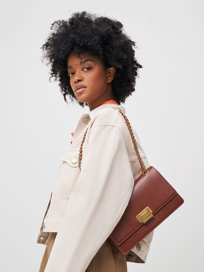 CHARLES & KEITH Hot Sale / Everline Braided-Strap Shoulder Bag - Chocolate