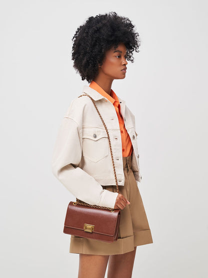 CHARLES & KEITH Hot Sale / Everline Braided-Strap Shoulder Bag - Chocolate