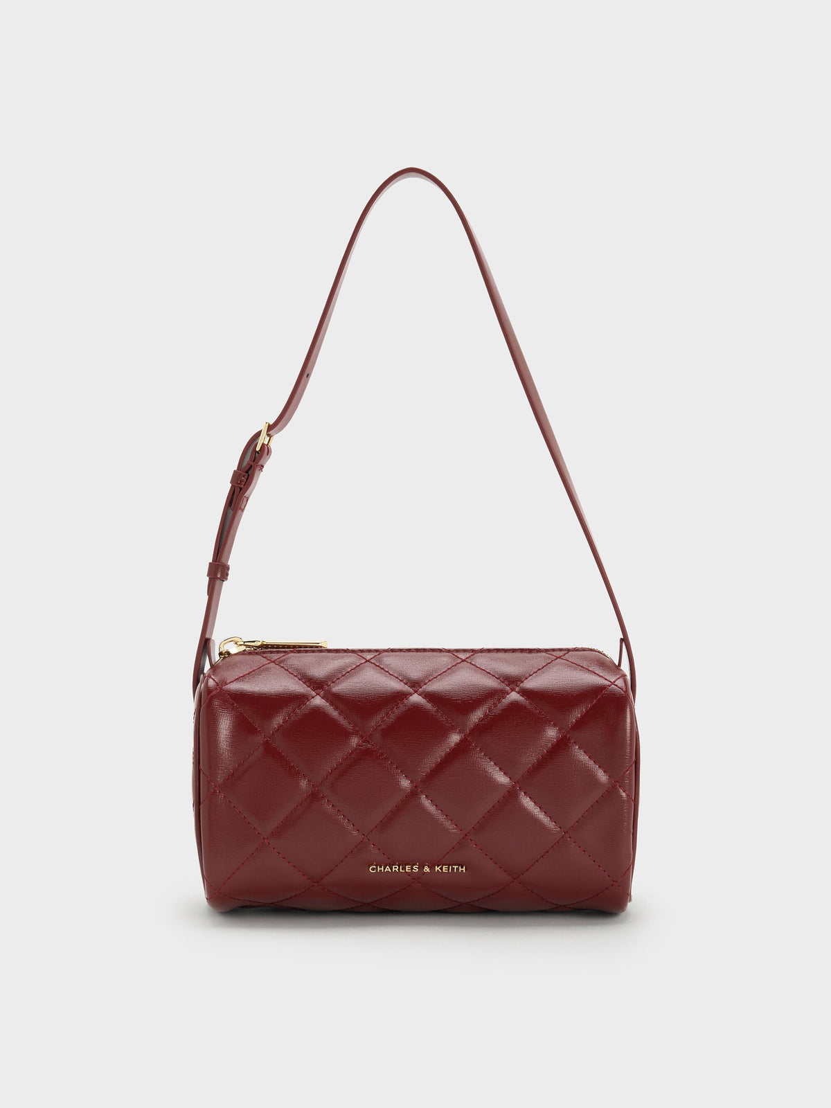 CHARLES & KEITH Great Value / Janie Quilted Shoulder Bag - Burgundy