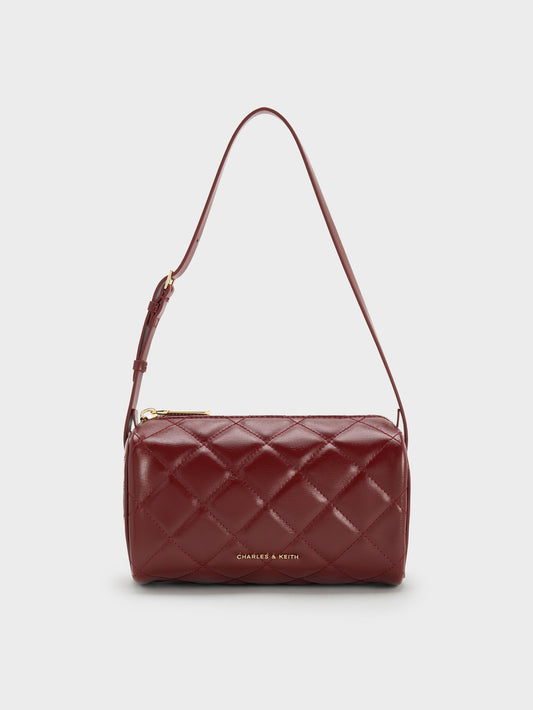 CHARLES & KEITH Great Value / Janie Quilted Shoulder Bag - Burgundy