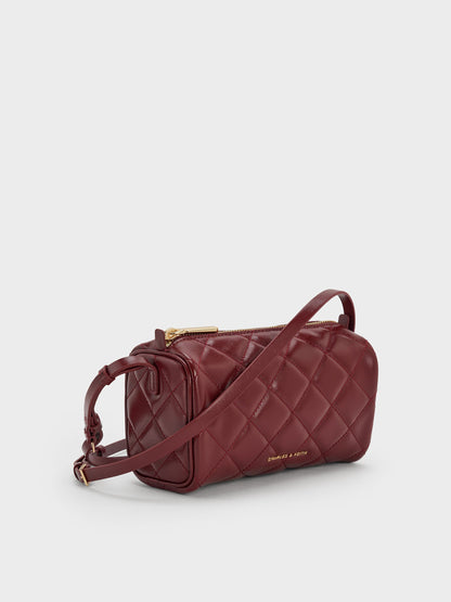 CHARLES & KEITH Great Value / Janie Quilted Shoulder Bag - Burgundy