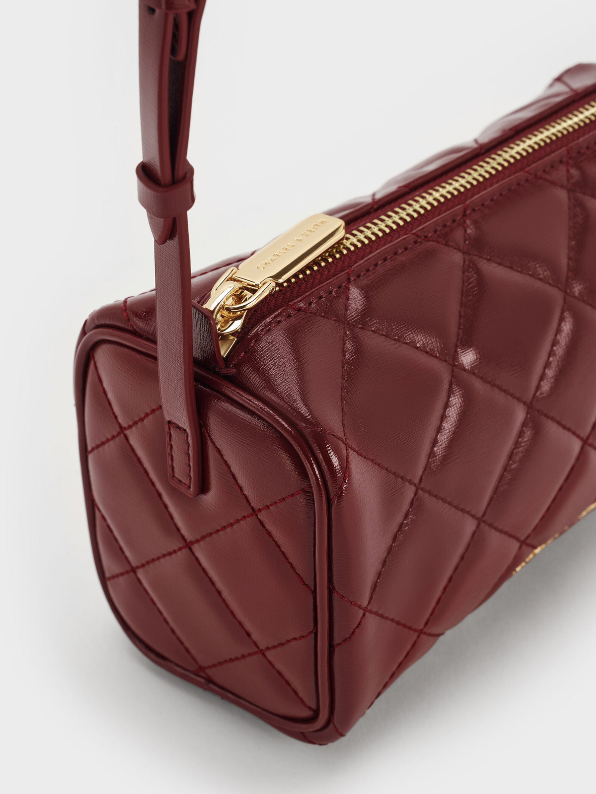 CHARLES & KEITH Great Value / Janie Quilted Shoulder Bag - Burgundy