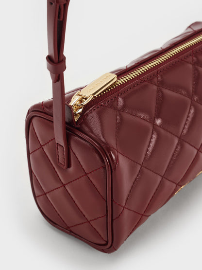 CHARLES & KEITH Great Value / Janie Quilted Shoulder Bag - Burgundy