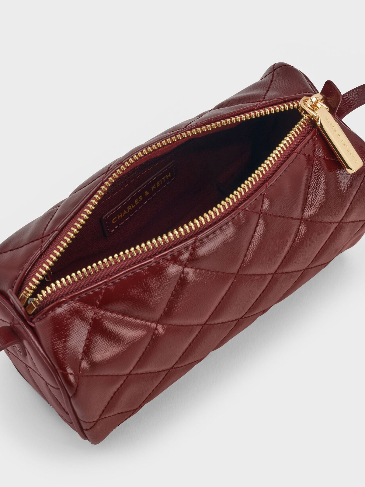 CHARLES & KEITH Great Value / Janie Quilted Shoulder Bag - Burgundy