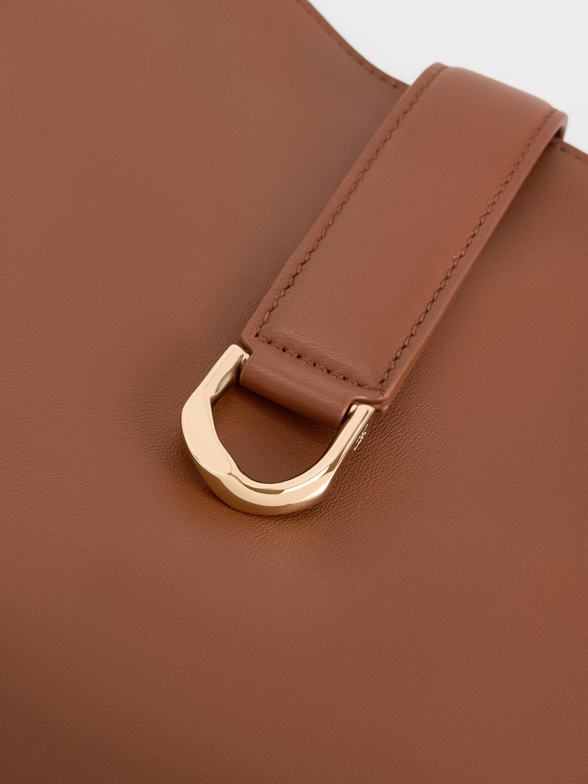 CHARLES & KEITH Latest / Gabine Leather Belted Hobo Bag - Chocolate