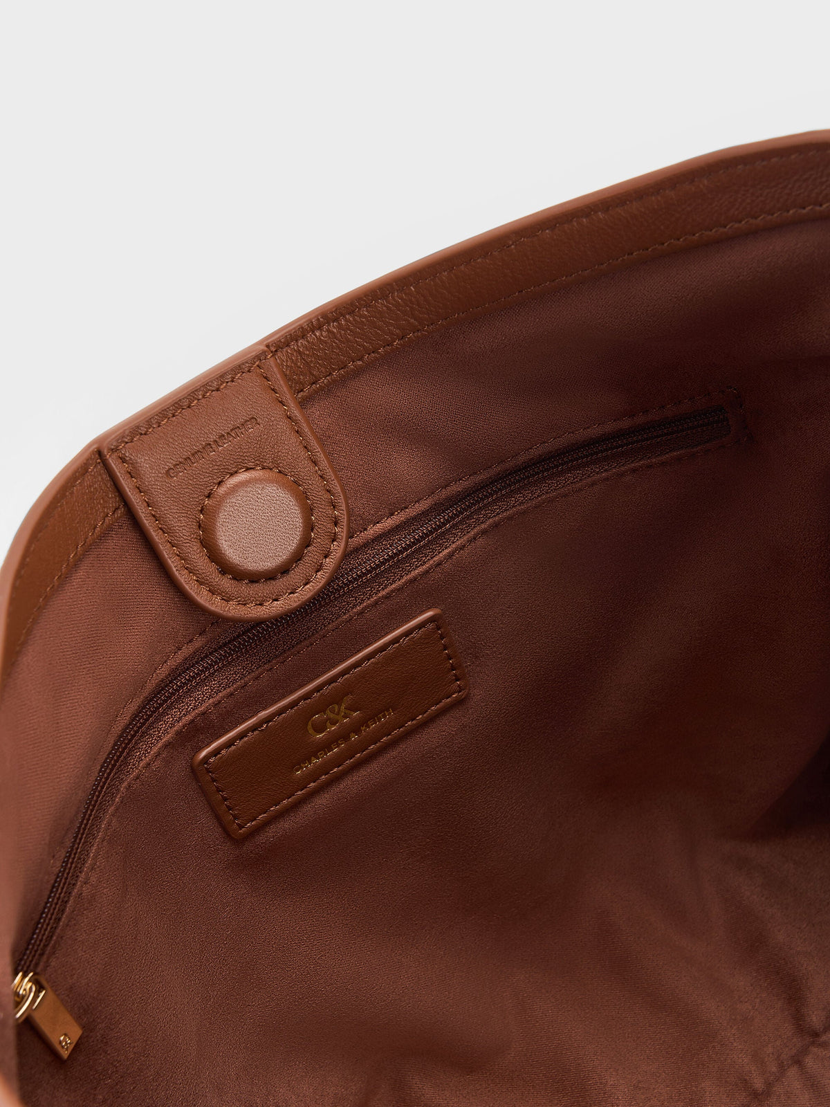 CHARLES & KEITH Latest / Gabine Leather Belted Hobo Bag - Chocolate