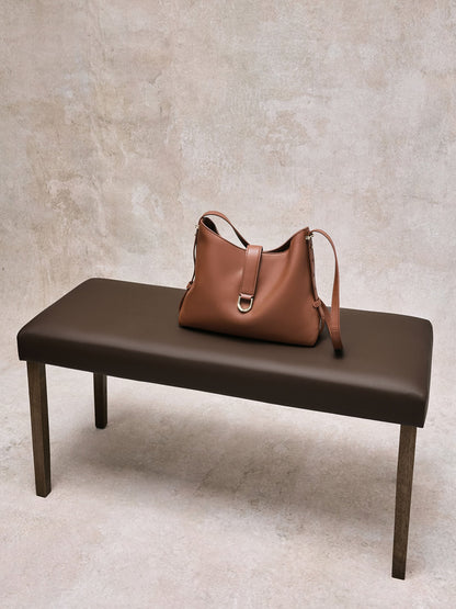 CHARLES & KEITH Latest / Gabine Leather Belted Hobo Bag - Chocolate