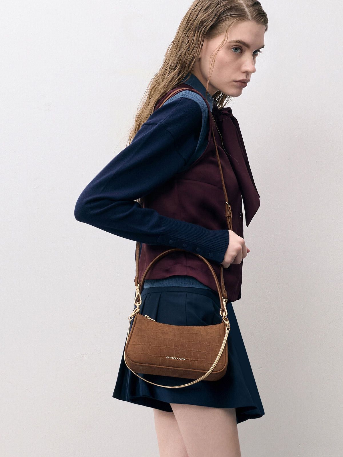 CHARLES & KEITH Essential / Elspeth Chain Shoulder Bag - Chocolate