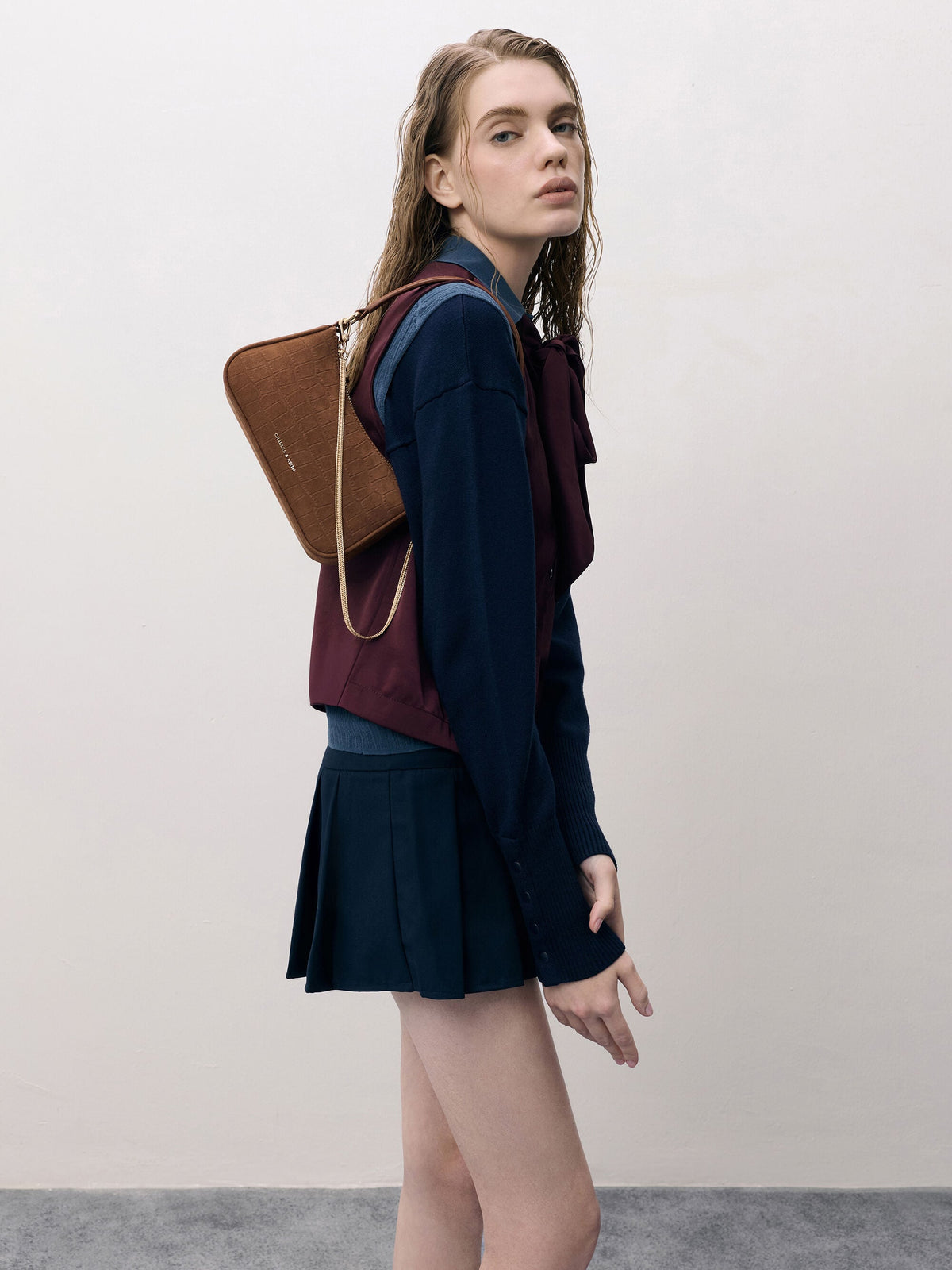 CHARLES & KEITH Essential / Elspeth Chain Shoulder Bag - Chocolate
