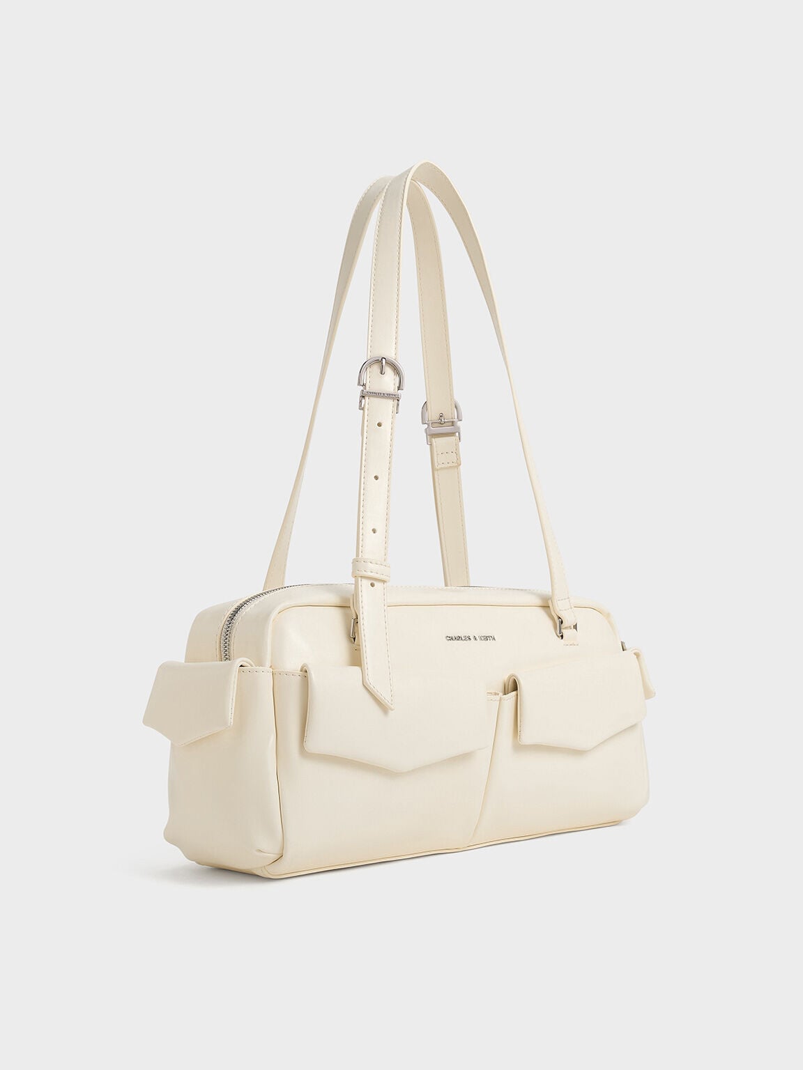CHARLES & KEITH Customer Favorite / Rachel Multi-Pocket Shoulder Bag - Cream