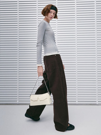 CHARLES & KEITH Signature / Rachel Front-Pocket Chain Shoulder Bag - Cream