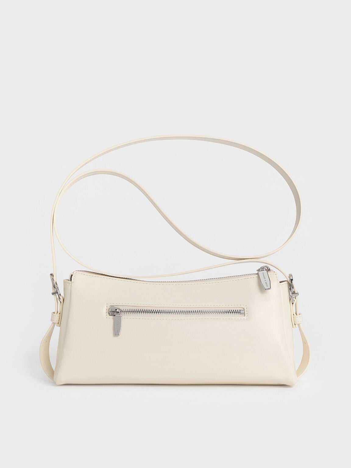 CHARLES & KEITH Signature / Rachel Front-Pocket Chain Shoulder Bag - Cream
