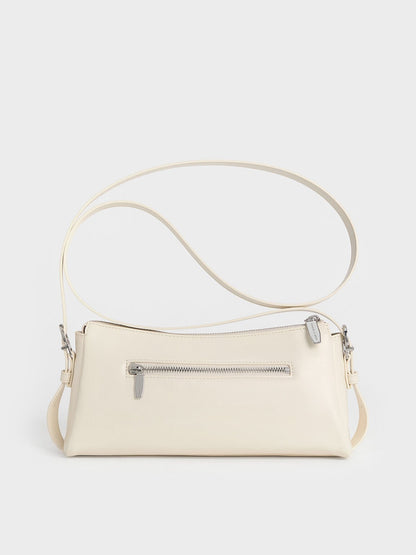 CHARLES & KEITH Signature / Rachel Front-Pocket Chain Shoulder Bag - Cream