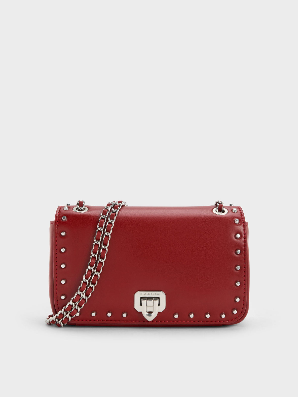 CHARLES & KEITH Popular / Arwen Studded Shoulder Bag - Red