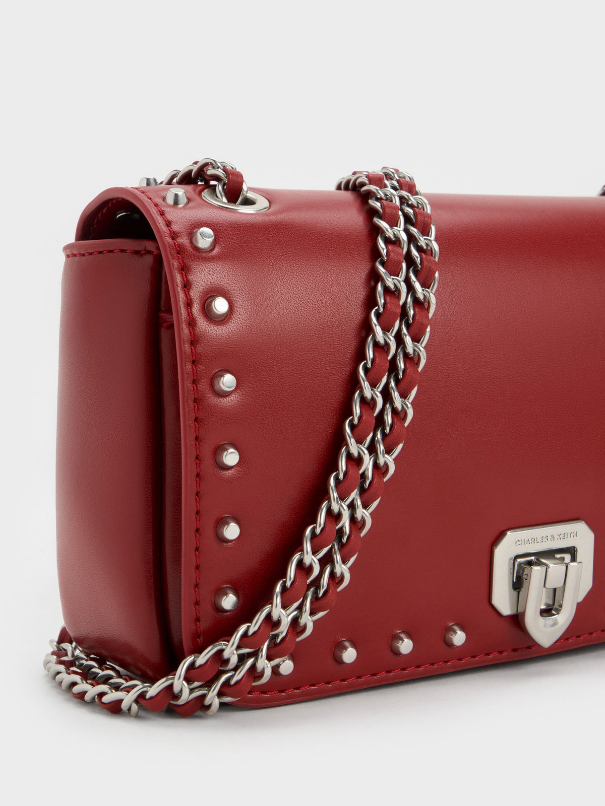 CHARLES & KEITH Popular / Arwen Studded Shoulder Bag - Red