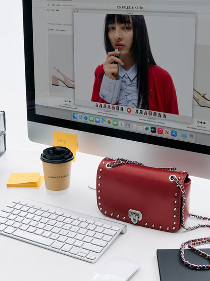 CHARLES & KEITH Popular / Arwen Studded Shoulder Bag - Red