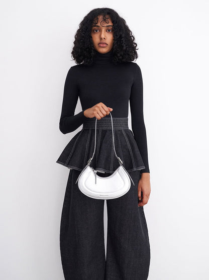 CHARLES & KEITH New / Petra Curved Shoulder Bag - Silver