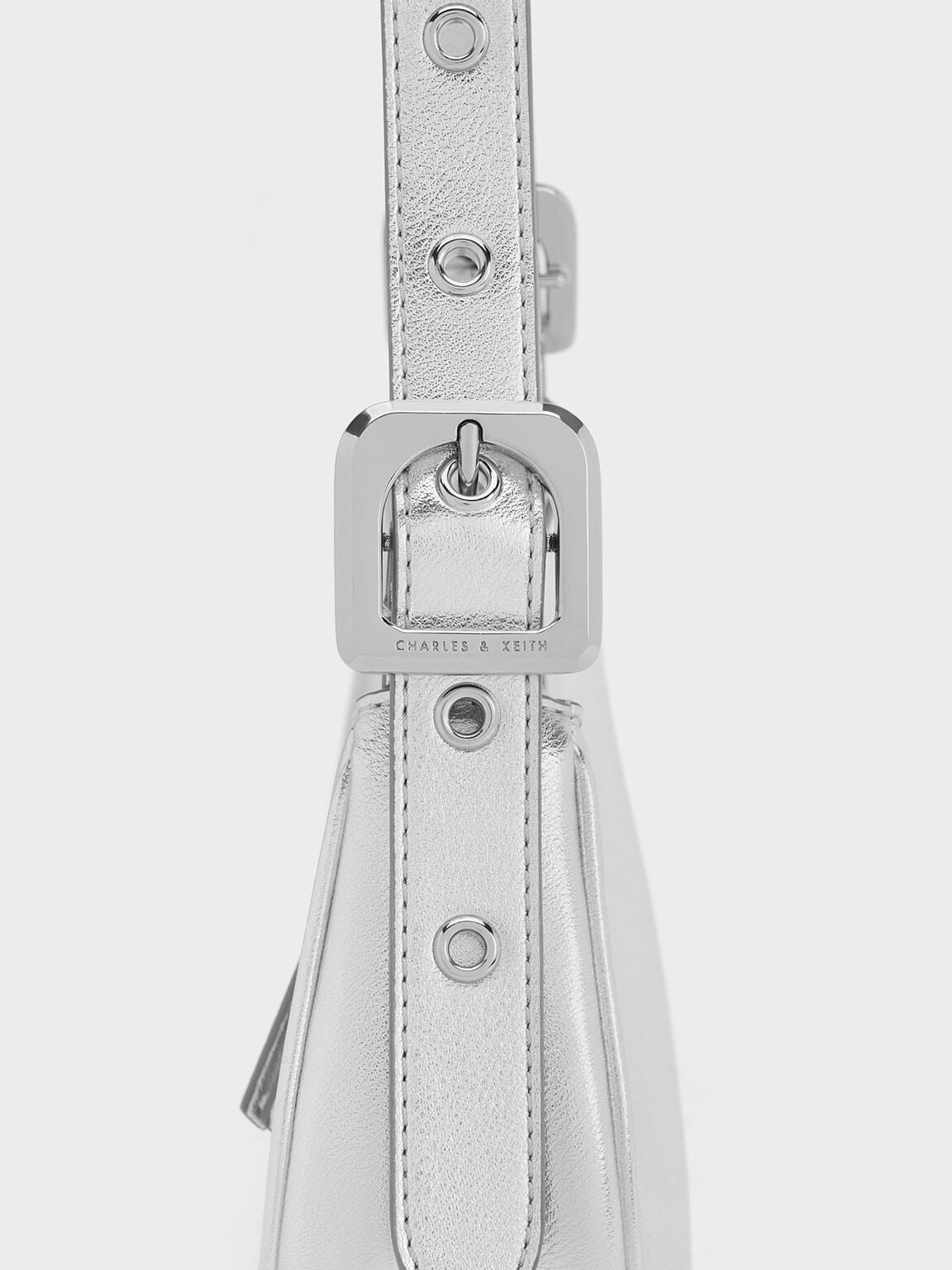 CHARLES & KEITH New / Petra Curved Shoulder Bag - Silver