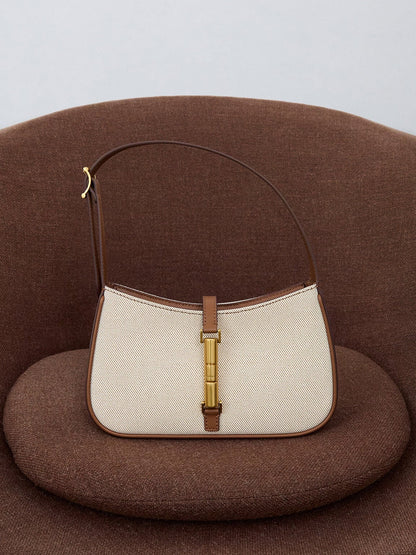 CHARLES & KEITH Deals / Cesia Canvas Metallic-Accent Shoulder Bag - Chocolate