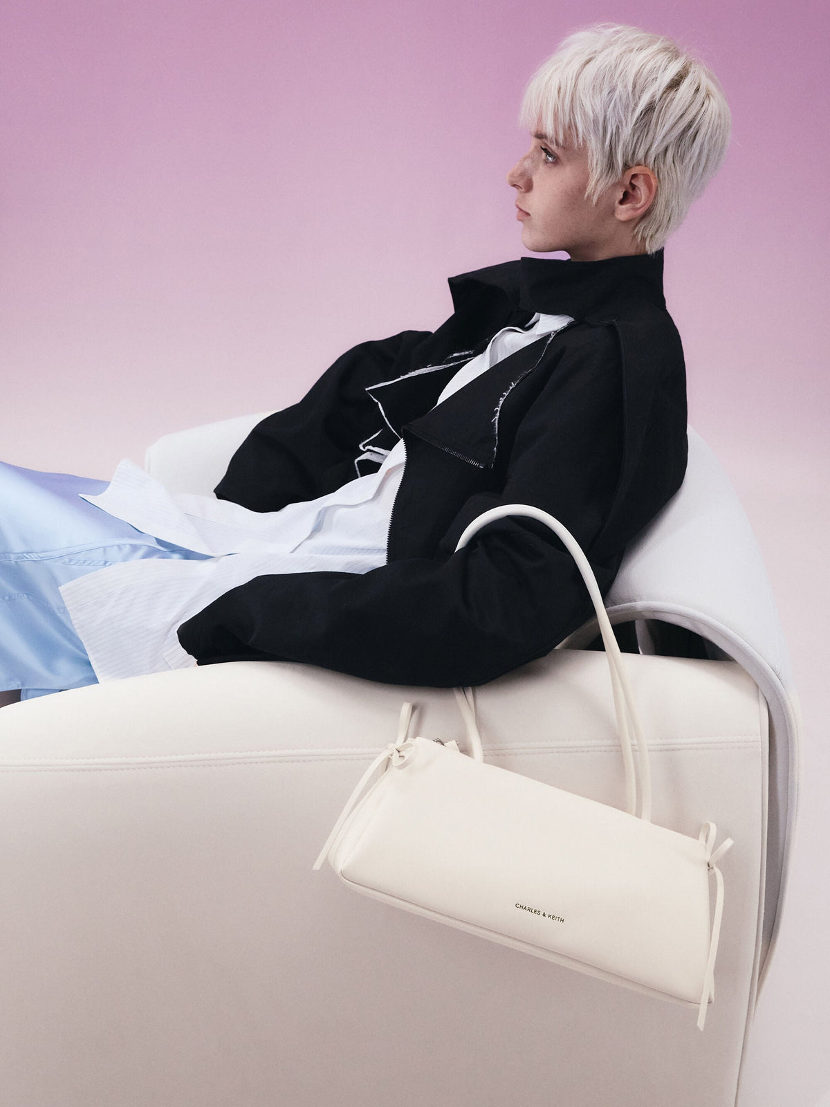 CHARLES & KEITH Top Pick / Hazel Bow Shoulder Bag - Meringue White