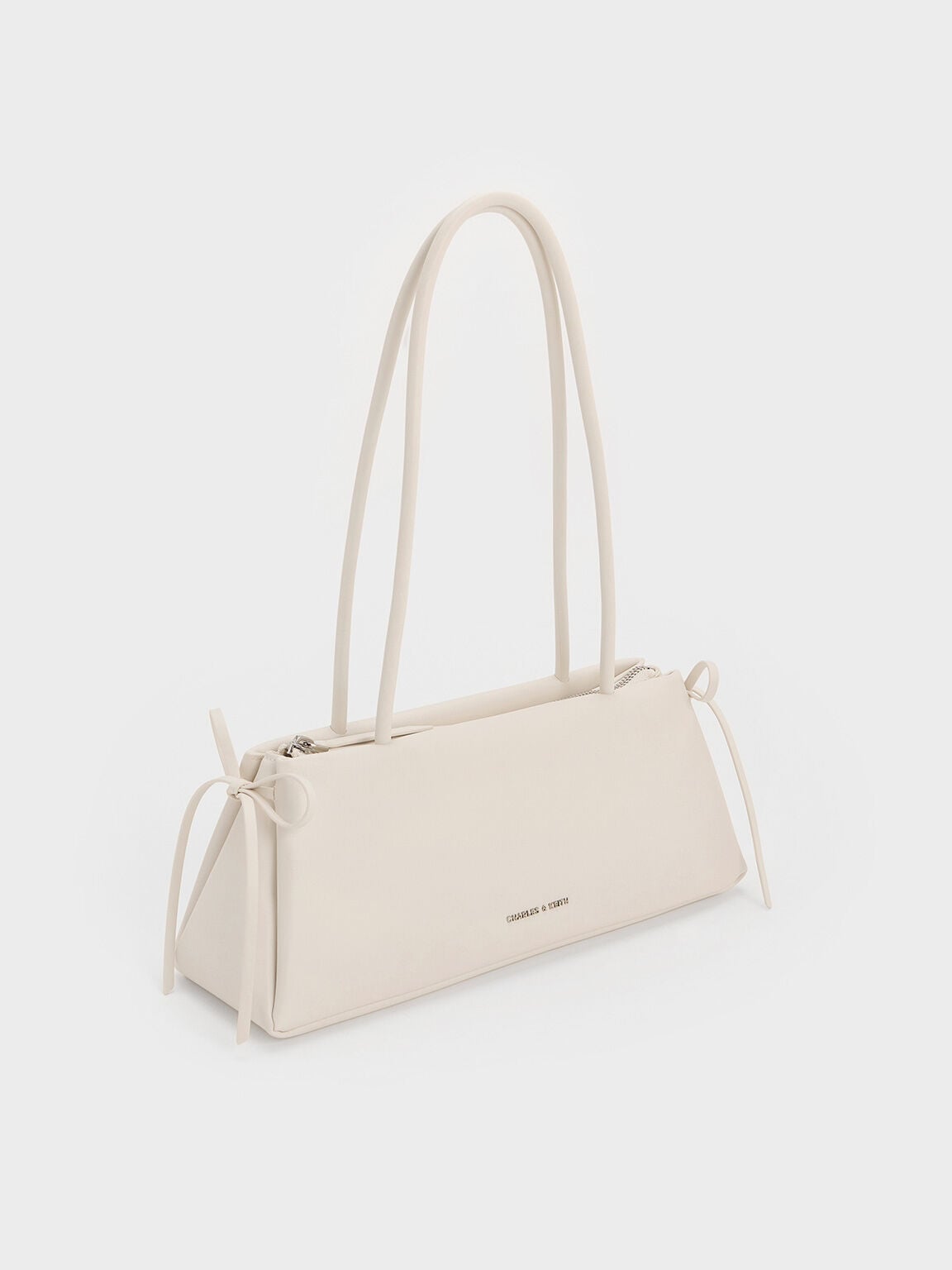 CHARLES & KEITH Top Pick / Hazel Bow Shoulder Bag - Meringue White