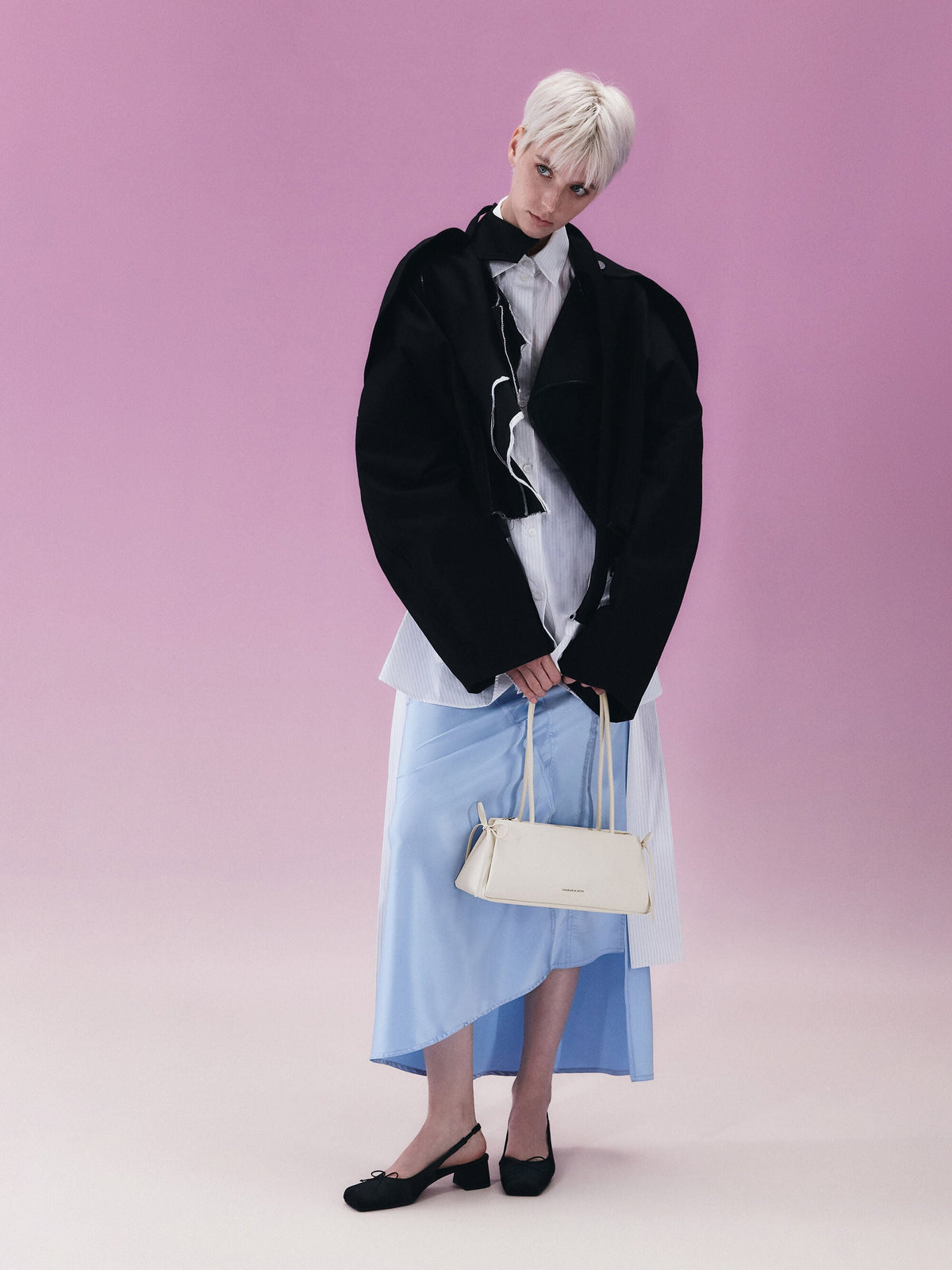 CHARLES & KEITH Top Pick / Hazel Bow Shoulder Bag - Meringue White