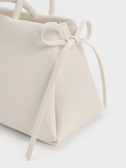 CHARLES & KEITH Top Pick / Hazel Bow Shoulder Bag - Meringue White
