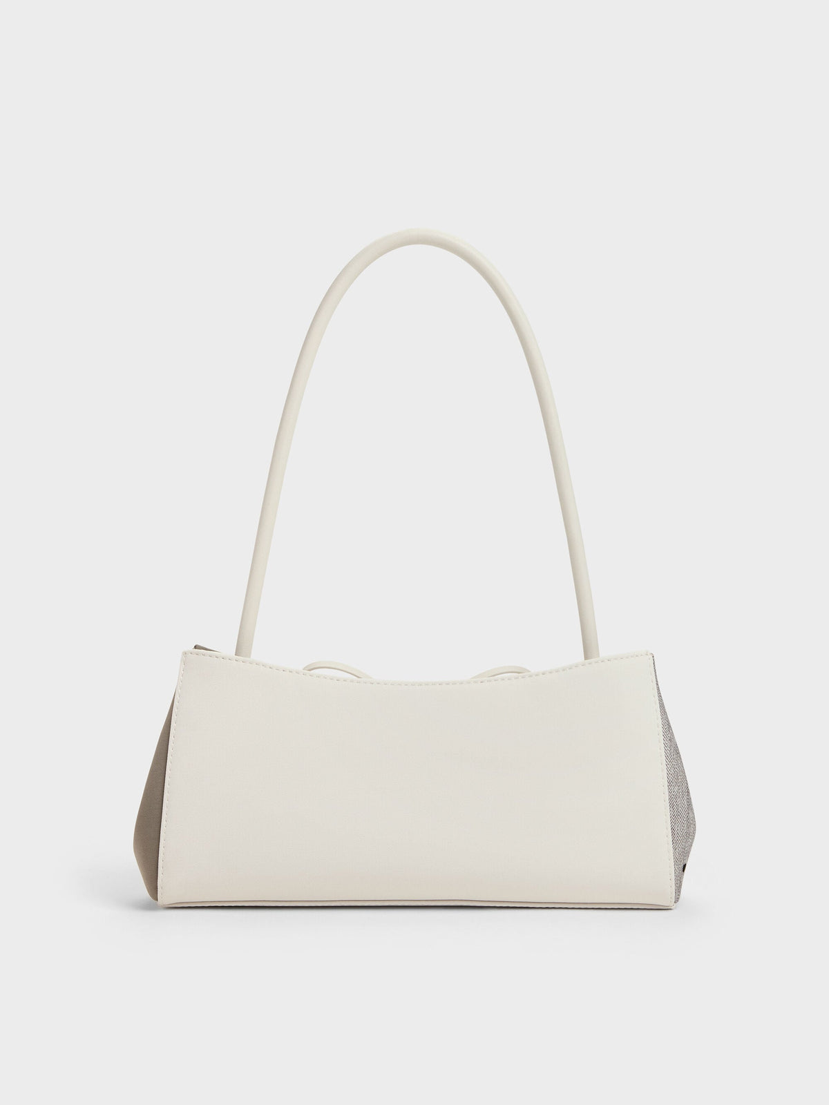 CHARLES & KEITH Top Pick / Hazel Heart-Print Bow Panelled Shoulder Bag - Taupe