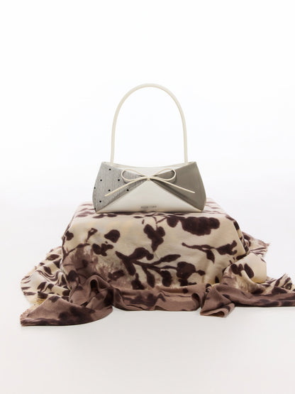 CHARLES & KEITH Top Pick / Hazel Heart-Print Bow Panelled Shoulder Bag - Taupe