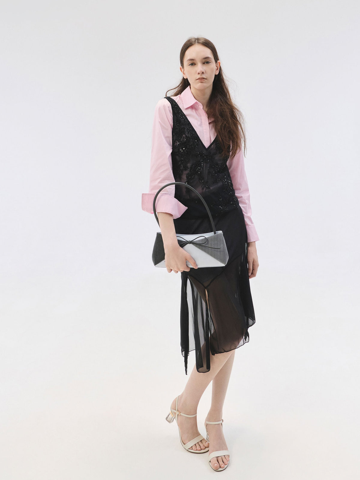 CHARLES & KEITH Deals / Hazel Striped Bow Panelled Shoulder Bag - Grey