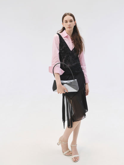 CHARLES & KEITH Deals / Hazel Striped Bow Panelled Shoulder Bag - Grey