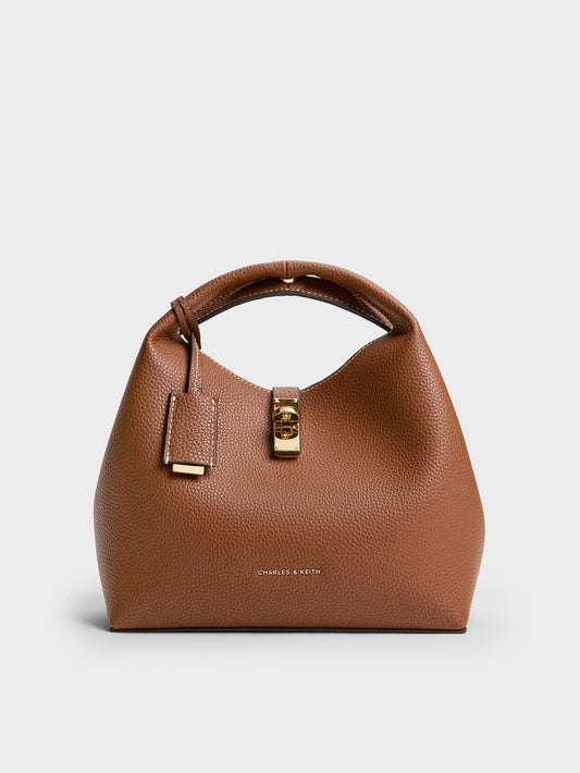 CHARLES & KEITH Essential / Chance Turn-Lock Bucket Bag - Chocolate