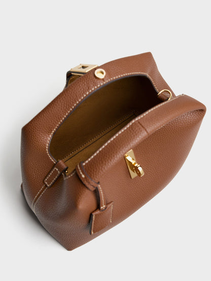CHARLES & KEITH Essential / Chance Turn-Lock Bucket Bag - Chocolate