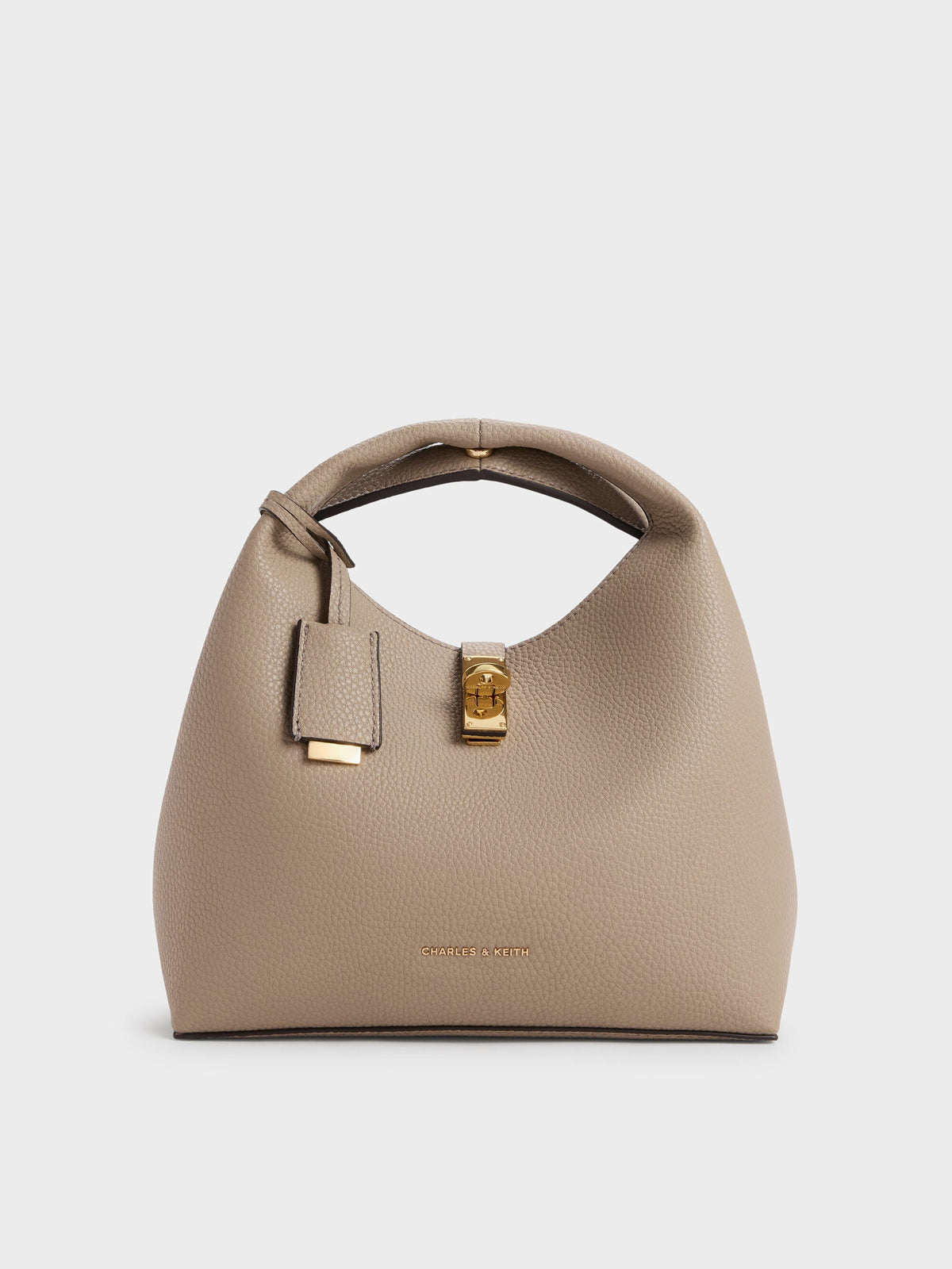CHARLES & KEITH Deals / Chance Turn-Lock Bucket Bag - Taupe