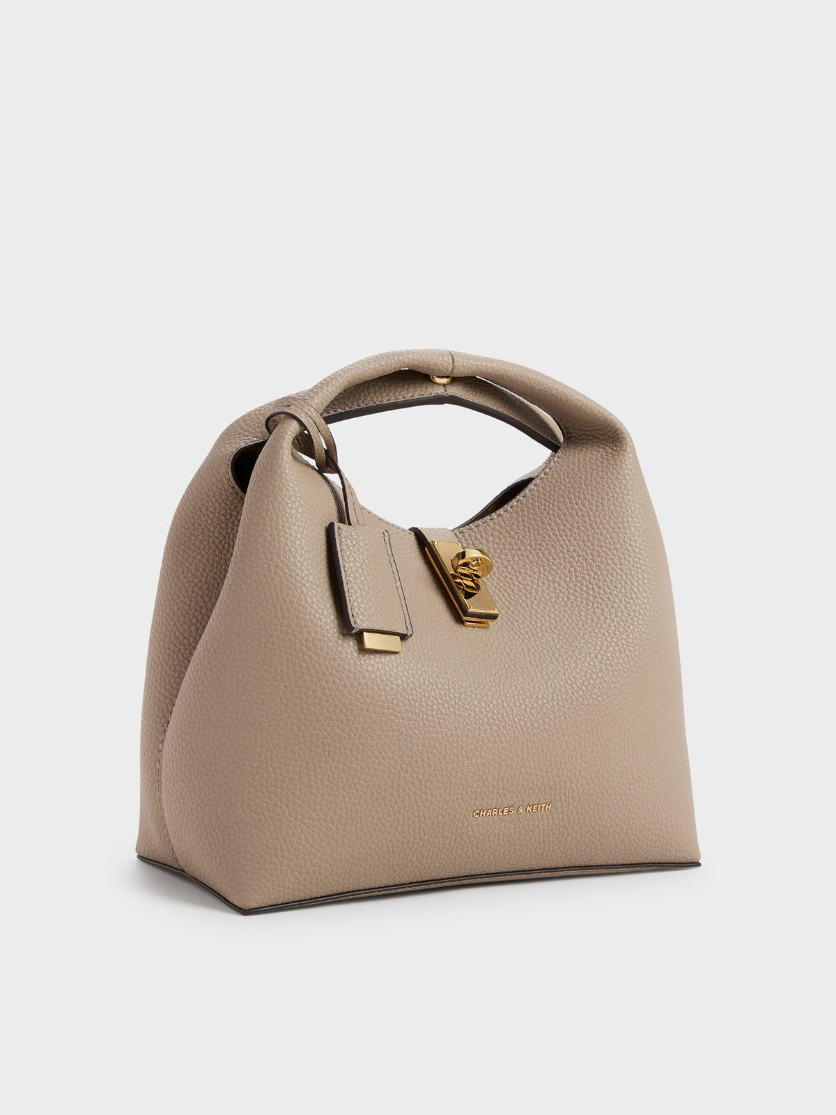 CHARLES & KEITH Deals / Chance Turn-Lock Bucket Bag - Taupe