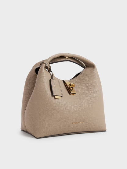 CHARLES & KEITH Deals / Chance Turn-Lock Bucket Bag - Taupe